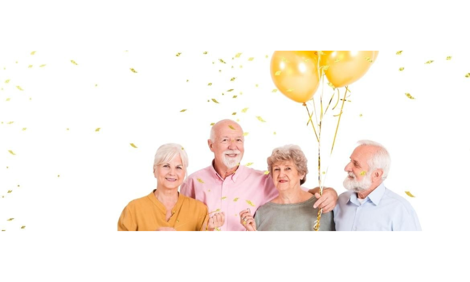 Older Adults With Balloons Celebrating