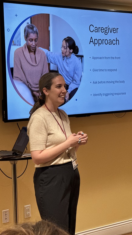 Caregiver giving lecture