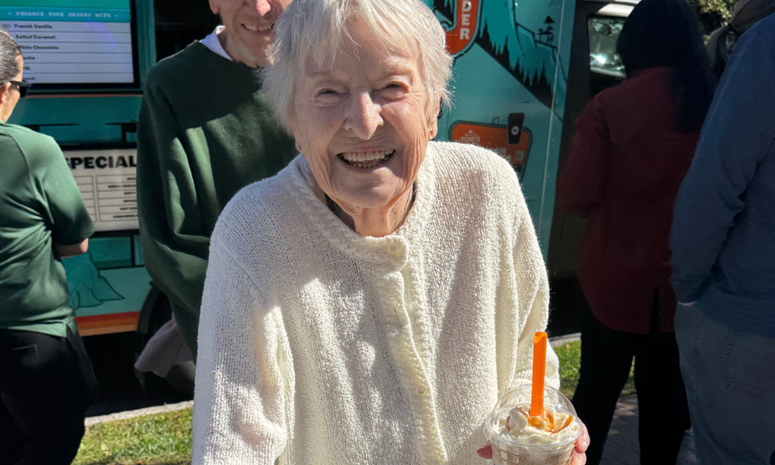 Woman eating ice cream