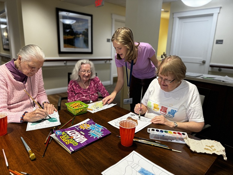 residents doing an art project