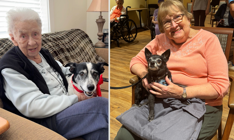 two residents with dogs