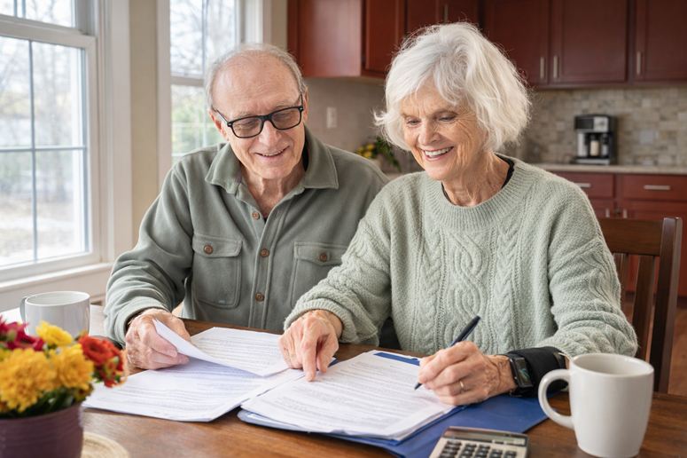 seniors looking over paperwork