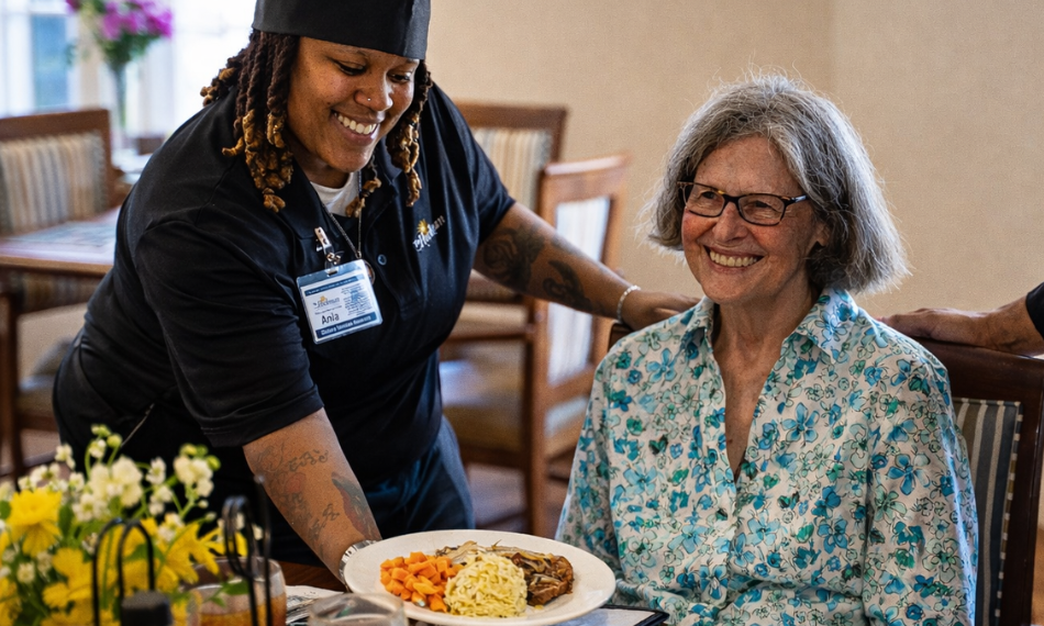 resident being served food